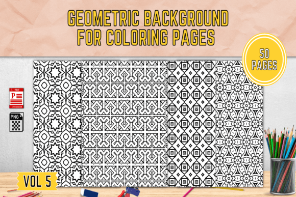 Geometric Background Coloring Pages VOL5: A Tool for Creativity and Commerce