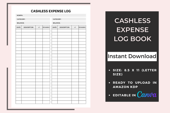 Mastering the Cashless Expense Log Book - KDP Interior for Modern Creators